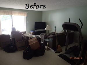 Living room cleanout before