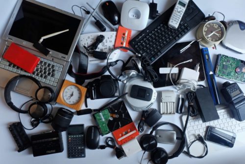 Pile of electronics after junk removal services