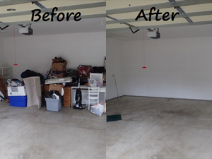 Garage cleanout before and after