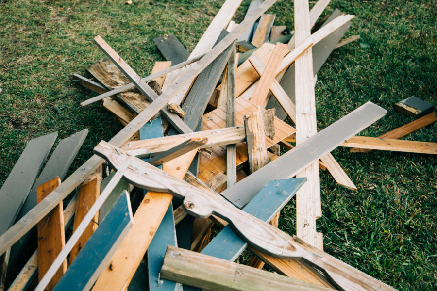 Scrap wood in need of construction debris removal services